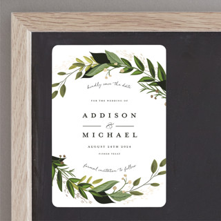 Vines of Green Foil-Pressed Save the Date Magnets