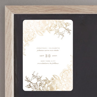 Engraved Flowers Foil-Pressed Save the Date Magnets