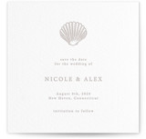 Simple Seashell Letterpress Save the Date Cards