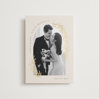 Garland Arch Foil-Pressed Save the Date Postcards