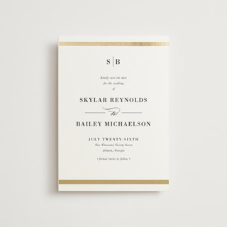 Classic monogram Foil-Pressed Save the Date Postcards