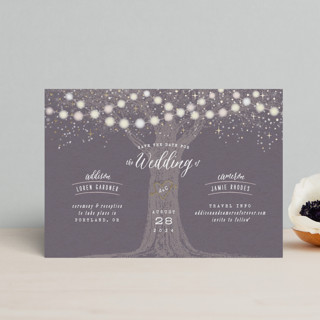Garden Lights Foil-Pressed Save the Date Postcards
