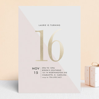 Colorblock Party Foil-Pressed Sweet Sixteen Party Invitations