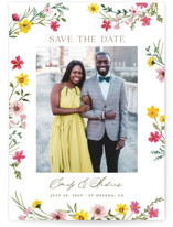 Wildflower wreath Save The Date Cards