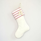 Personalized Christmas Stocking, Velvet Red & White Stripes Stockings