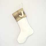 Personalized Christmas Stocking, Velvet Tan Plaid Stockings