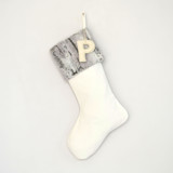 Personalized Christmas Stocking, Velvet Gray Faux Fur Stockings