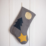 Charcoal Quilted Stocking with Multi-Color Appliqué Details No.2 Stockings