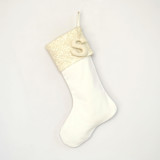 Christmas Stocking, Velvet Ivory Sequins Stockings
