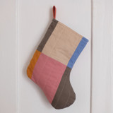 Small Multi-Colored Quilted Stocking with Appliqué Details Stockings