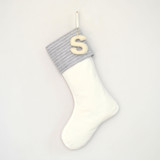Personalized Christmas Stocking, Velvet Gray & White Stripes Stockings