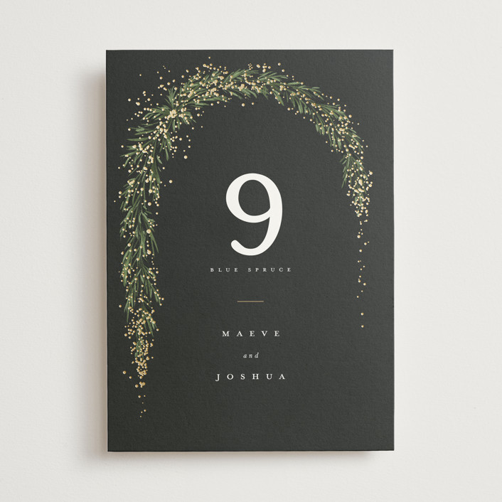 winter garland FoilPressed Table Numbers by Leah Bisch Minted