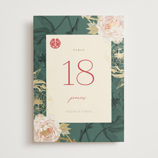 Auspicious Peonies Foil-Pressed Table Numbers