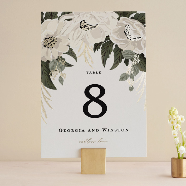 Floral Sweep FoilPressed Table Numbers by Susan Moyal Minted