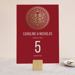 Double Happiness Seal Foil-Pressed Table Numbers