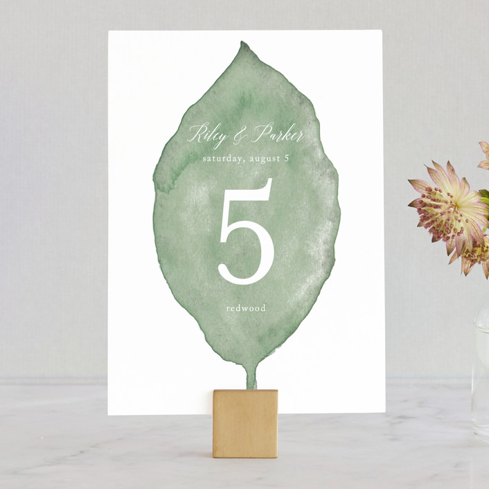 Painted Leaf Table Numbers by Katharine Watson | Minted