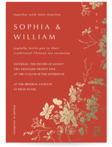 Abstract Flora Foil-Pressed Tea Ceremony Invitations