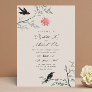 LOVEBIRDS Foil-Pressed Tea Ceremony Invitations