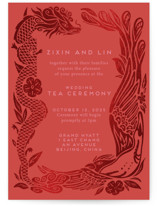 Fiery Foil-Pressed Tea Ceremony Invitations