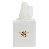 Linen Tissue Box Cover Embroidered with Bespoke Bumble Bee Design Tissue Box Cover