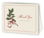 Holly Ribbons Thank You Cards