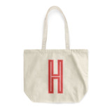 Custom Canvas Tote - Red Pink Single Initial Tote Bag