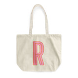 Custom Canvas Tote - Pink Orange Single Initial Tote Bag