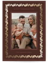 Gilded Autumn Greenery Foil-Pressed Thanksgiving Cards