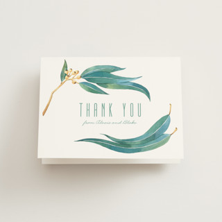 Eucalyptus Leaves Folded Wedding Thank You Cards