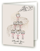 Sparkling Champagne Tower Foil-Pressed Folded Wedding Thank You Cards