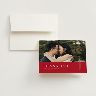 Chinese Charms Foil-Pressed Folded Wedding Thank You Cards