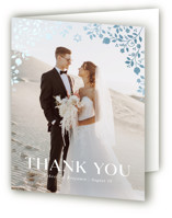 Pomegranate Floral Frame Foil-Pressed Folded Wedding Thank You Cards