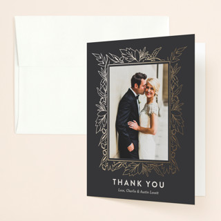 Delicate Botanicals Foil-Pressed Folded Wedding Thank You Cards