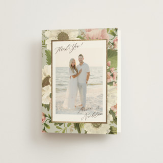 Floral Tribute Foil-Pressed Folded Wedding Thank You Cards