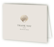 Simple Seashell Foil-Pressed Folded Wedding Thank You Cards