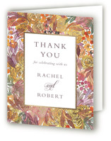 Autumn flowers Foil-Pressed Folded Wedding Thank You Cards