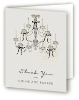 Hand Illustrated Whimsical Chandelier Foil-Pressed Folded Wedding Thank You Cards