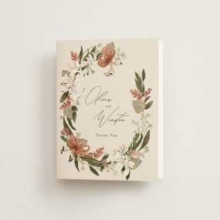 Delicate Foil-Pressed Folded Wedding Thank You Cards