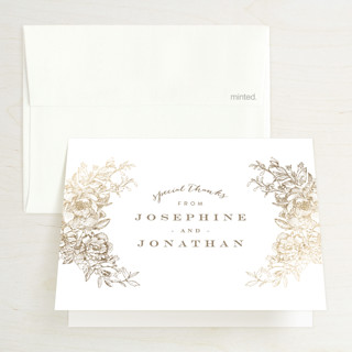 Engraved Flowers Foil-Pressed Folded Wedding Thank You Cards