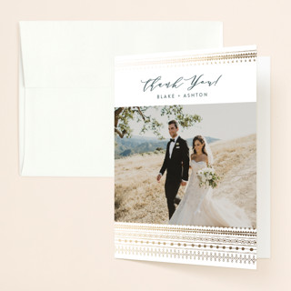 boho glam Foil-Pressed Folded Wedding Thank You Cards