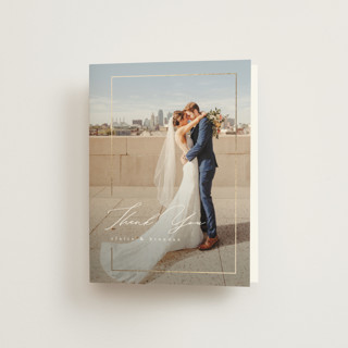 Gilded Border Foil-Pressed Folded Wedding Thank You Cards