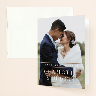 Heard the news Foil-Pressed Folded Wedding Thank You Cards