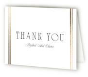 Side Stripe Foil-Pressed Folded Wedding Thank You Cards