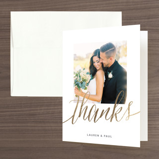 A Sparkly Love Foil-Pressed Folded Wedding Thank You Cards