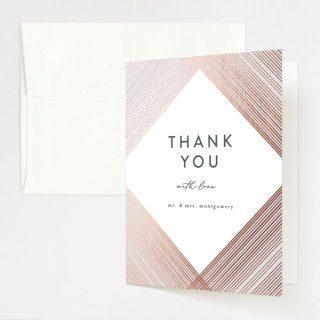 Criss Cross Foil-Pressed Folded Wedding Thank You Cards