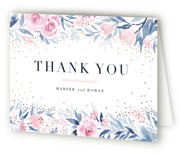 Monogrammed watercolor floral Foil-Pressed Folded Wedding Thank You Cards