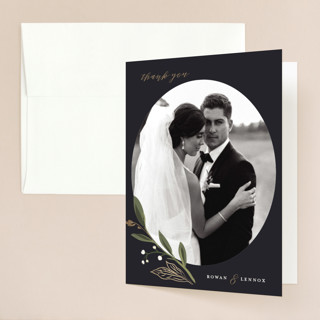 Greenery Crown Foil-Pressed Folded Wedding Thank You Cards