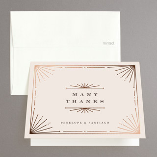 Art Deco Border Foil-Pressed Folded Wedding Thank You Cards