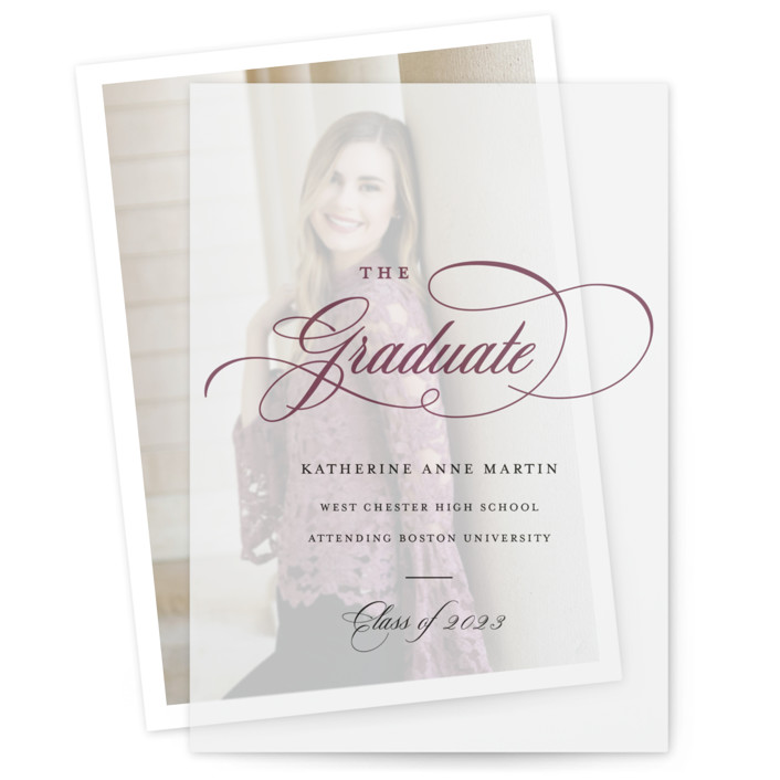 Formal Forward Vellum Overlay Graduation Announcements by Carolyn