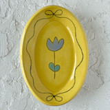 Yellow Floral Bow Oval Trinket Dish Vanity Trays and Dishes